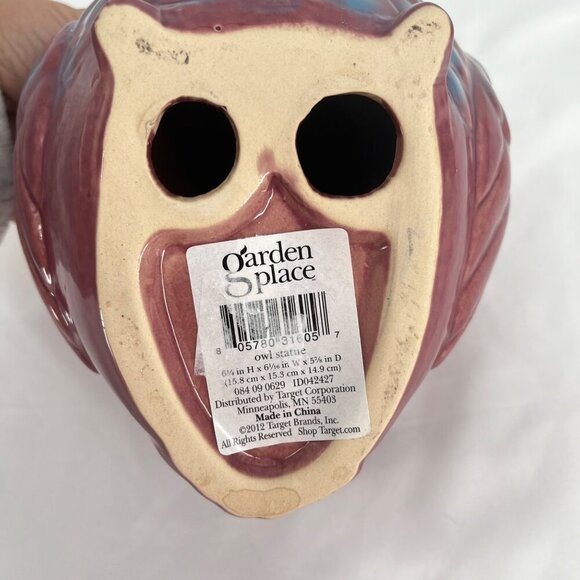 Ceramic Owl Statue By Garden Place Red & Blue 6.5" X 6.5" X 6.5" Home Decor - Picture 5 of 6